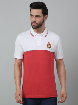 CANTABIL Striped Men Polo Neck Pink T-Shirt