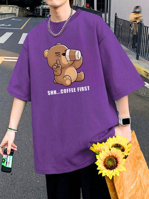 Cool Plus Printed Men Round Neck Purple T-Shirt