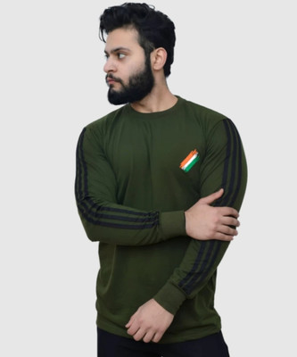 PRINJAL Military Camouflage Men Round Neck Green T-Shirt