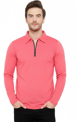 Jangoboy Solid Men Polo Neck Dark Green T-Shirt