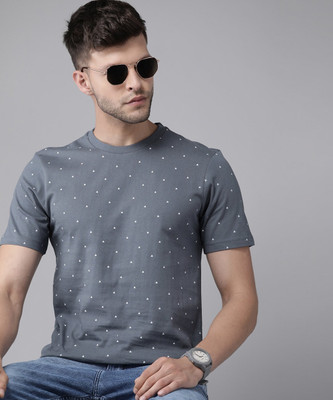 Roadster Printed Men Round Neck Grey T-Shirt