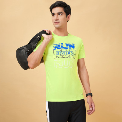 Ajile By Pantaloons Printed Men Round Neck Green T-Shirt