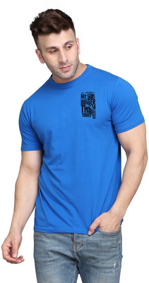 Lawful Casual Printed Men Round Neck Blue T-Shirt