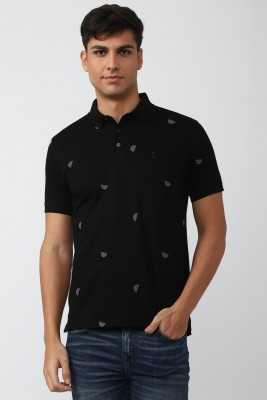 Simon Carter London Printed Men Polo Neck Black T-Shirt