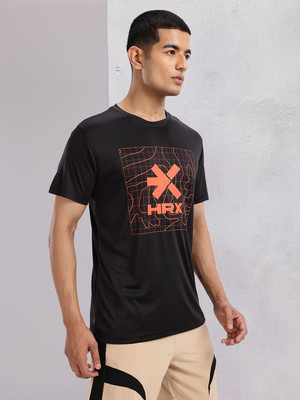 HRX by Hrithik Roshan Printed Men Round Neck Black T-Shirt
