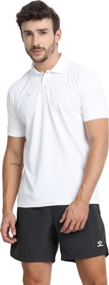 Shrey Solid Men Polo Neck White T-Shirt