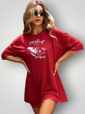 MAJESTIC FASHION Printed Women Round Neck Red T-Shirt