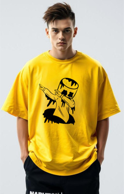goodsign Printed Men Round Neck Yellow T-Shirt