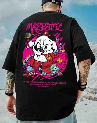 Manlino Printed Men Round Neck Black T-Shirt