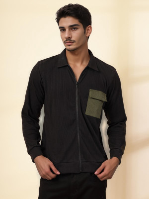 RIGO Solid Men Polo Neck Black T-Shirt