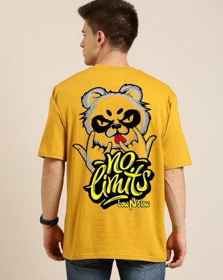 Clickwell Trend Printed, Typography Men Round Neck Yellow T-Shirt