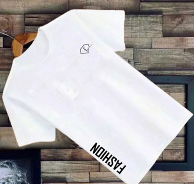 f Gallery Solid Men Round Neck White T-Shirt