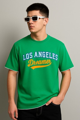jeneric Printed Men Round Neck Green T-Shirt
