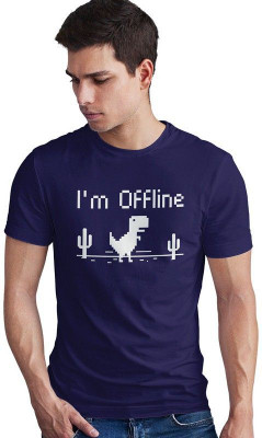 DUDEME Printed Men Round Neck Blue T-Shirt