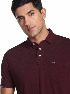 Arrow Sport Solid Men Polo Neck Purple T-Shirt