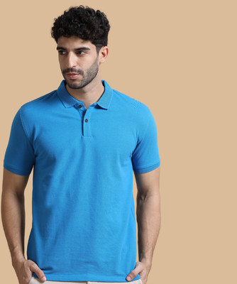 Republic Solid Men Polo Neck Light Blue T-Shirt