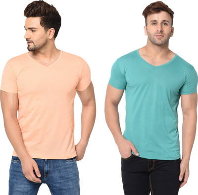 Tresna Fab Solid Men V Neck Multicolor T-Shirt