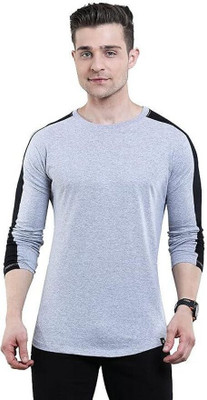 Texman Solid Men Round Neck Black, Grey T-Shirt