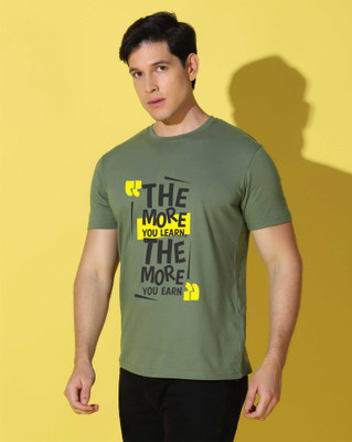 WOOSTRO Graphic Print Men Round Neck Light Green T-Shirt