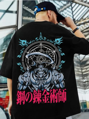 MAKHKHA Printed Men Round Neck Black T-Shirt