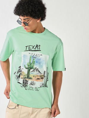 BEWAKOOF Graphic Print Men Round Neck Green T-Shirt