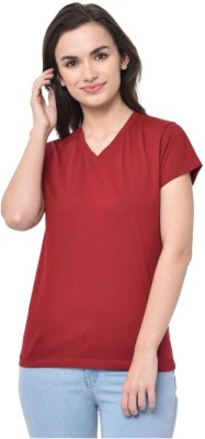 UNICUS APPAREL Colorblock Women Round Neck Maroon T-Shirt