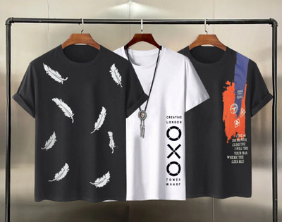 Try This Printed Men Round Neck Multicolor T-Shirt
