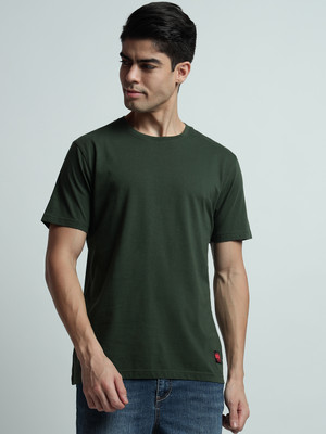 Rare Bond Studios Solid Men Round Neck Green T-Shirt