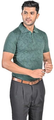 Starfashion Self Design Men Polo Neck Beige T-Shirt
