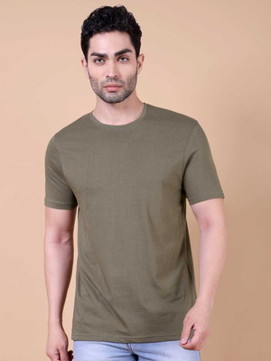 afap Solid Men Round Neck Grey T-Shirt