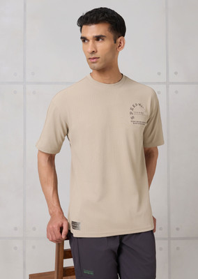 TECHNOSPORT Striped Men Round Neck Beige T-Shirt