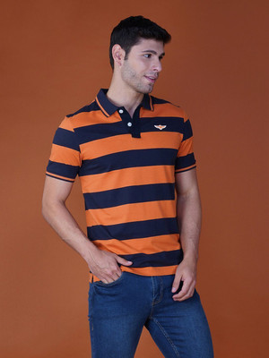 Zvezda Striped Men Polo Neck Multicolor T-Shirt