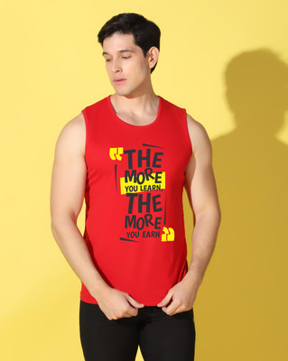 WOOSTRO Printed Men Scoop Neck Red T-Shirt