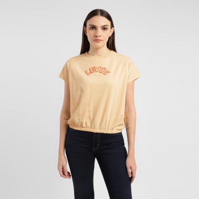 LEVI'S Graphic Print Women Round Neck Yellow T-Shirt