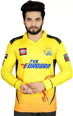 MSV Printed, Typography Men Polo Neck Yellow T-Shirt