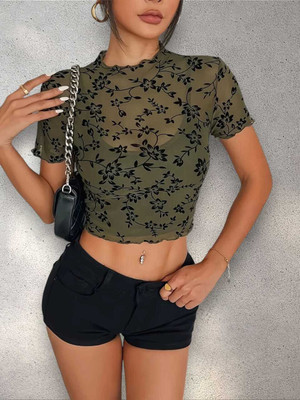 TheCozyNest Casual Printed Women Green Top