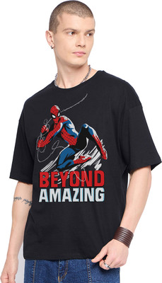 MARVEL By Metronaut Graphic Print Men Round Neck Black T-Shirt