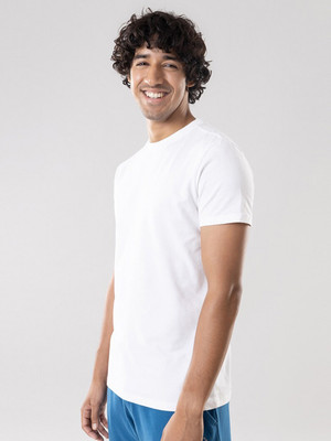 London Crew Solid Men Round Neck White T-Shirt