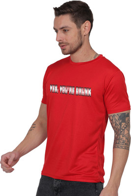 LIFE STYLE COMMERCE Printed Men Round Neck Red T-Shirt