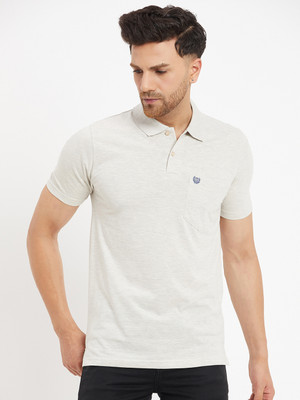 DUKE Solid Men Polo Neck Grey T-Shirt