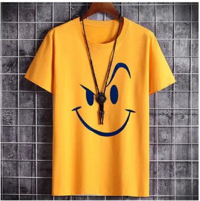 SAHAL Printed Men Round Neck Yellow T-Shirt