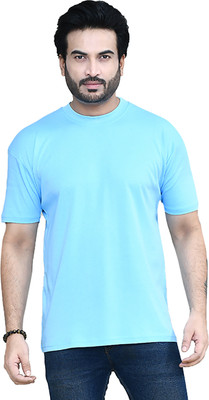 altius Solid Men Round Neck Light Blue T-Shirt
