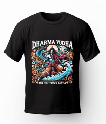 Vastra Printed Men Round Neck Black T-Shirt