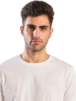 LONDON COLORS Solid Men Round Neck White T-Shirt