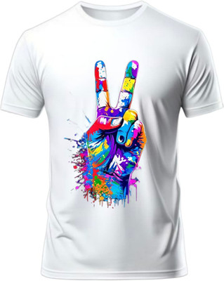 Yugavarshan Graphic Print Men Round Neck Purple T-Shirt