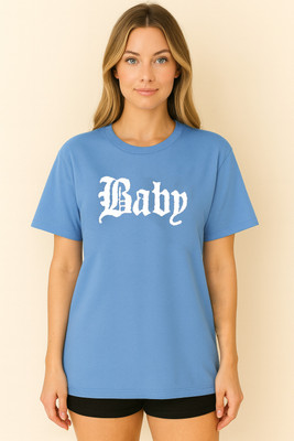 RAJARANCHO Printed Women Round Neck Blue T-Shirt