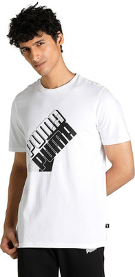 PUMA Printed Men Round Neck White T-Shirt