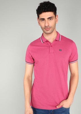 Arrow Sport Solid Men Polo Neck Purple T-Shirt