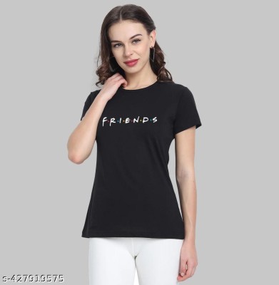 lovely lamhe Graphic Print Women Round Neck Black T-Shirt