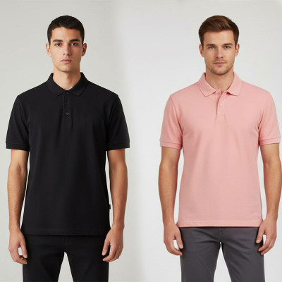CRAZY VIBEZ Solid Men Polo Neck Multicolor T-Shirt